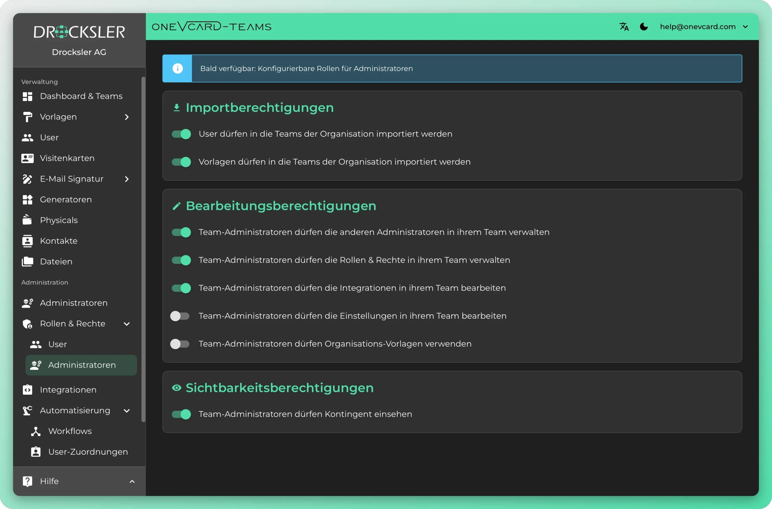 Administratorer og indstillinger