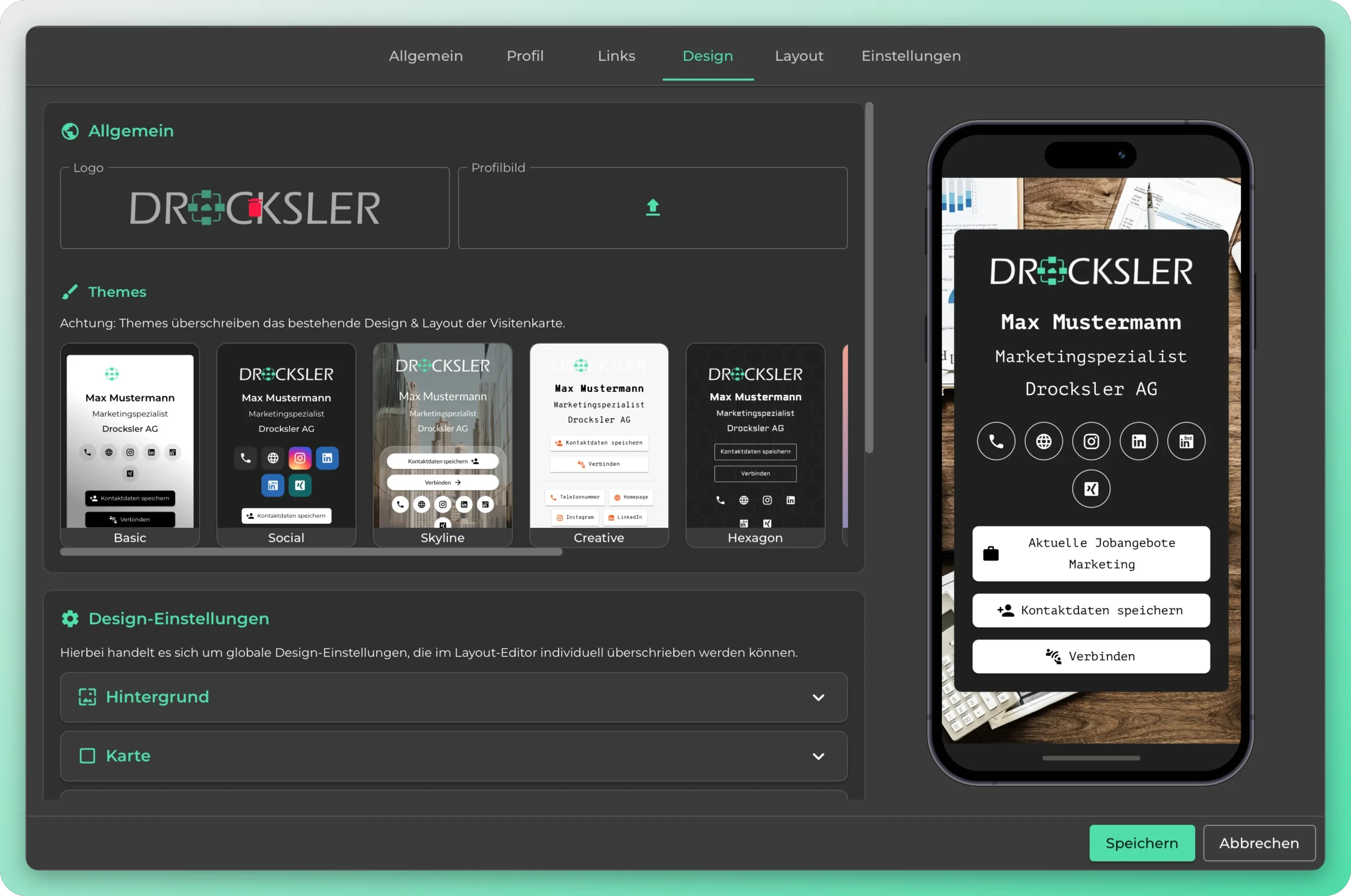 Kortdesign i editoren