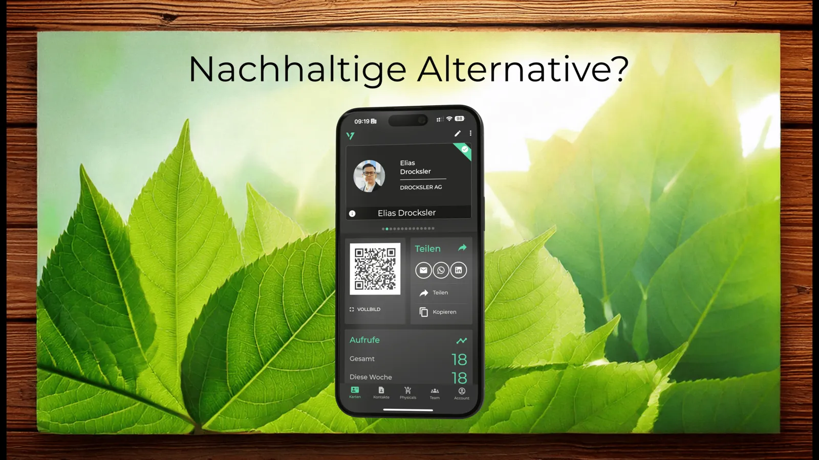 Digital business card as a sustainable alternative to paper cards