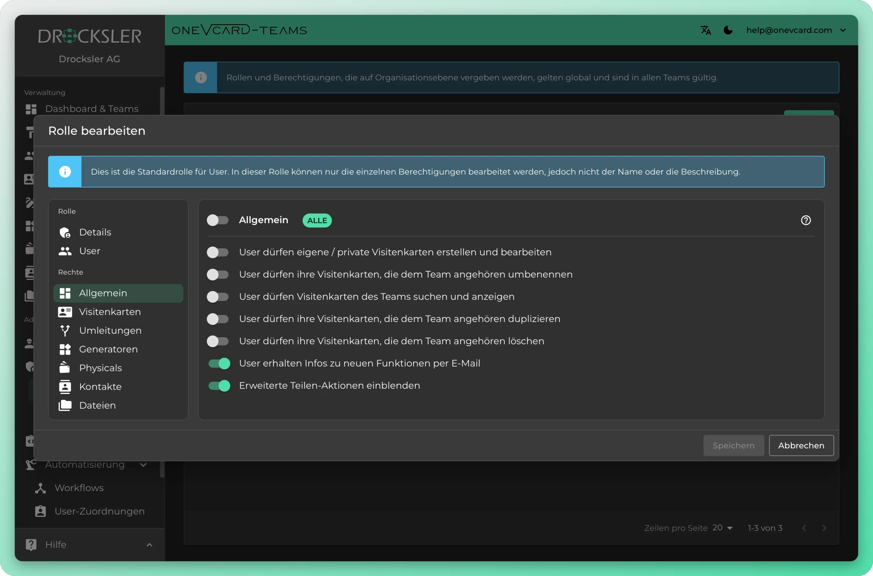 Rediger rolle i oneVcard Teams