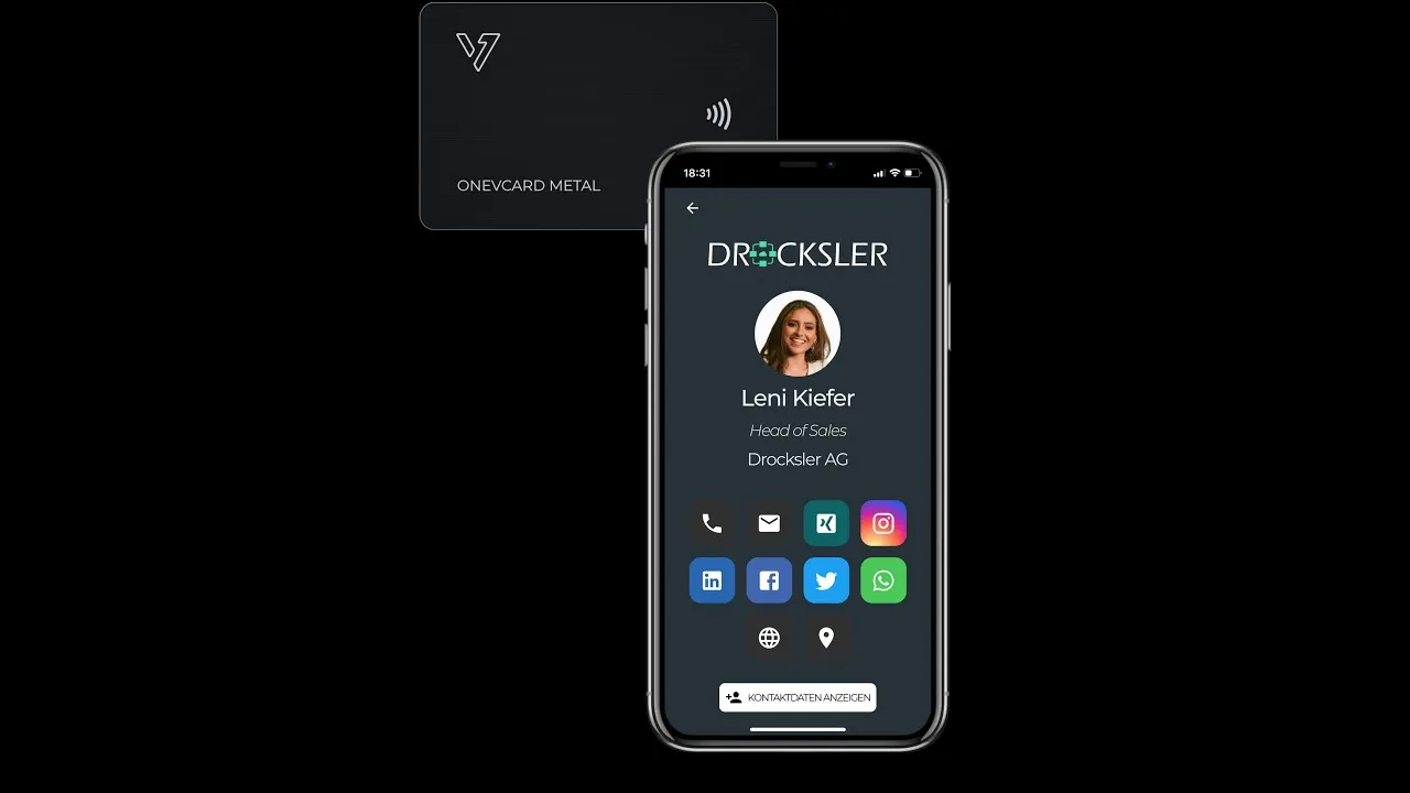 تطبيق oneVcard على هاتفين ذكيين